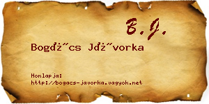 Bogács Jávorka névjegykártya